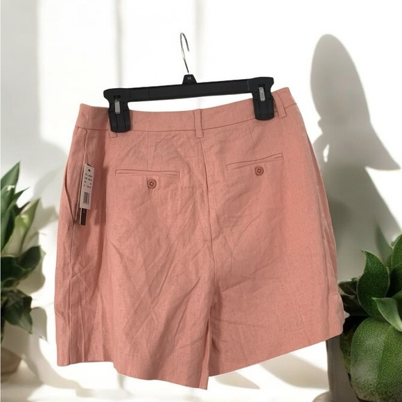 Violets & Roses Women's ESTILO Pleated Linen Blend Shorts Rose Tan Size 8/29 - Picture 2 of 8